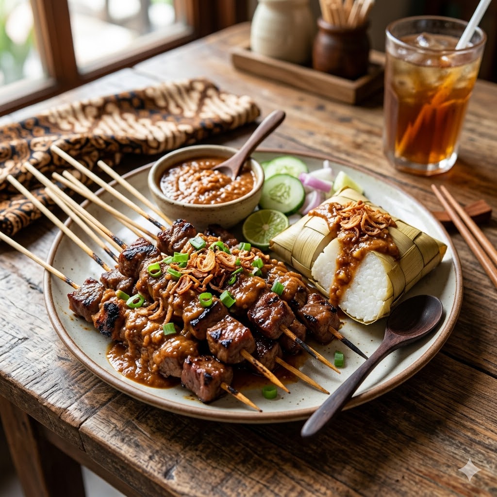 Sate daging padang empuk dengan kuah rempah
